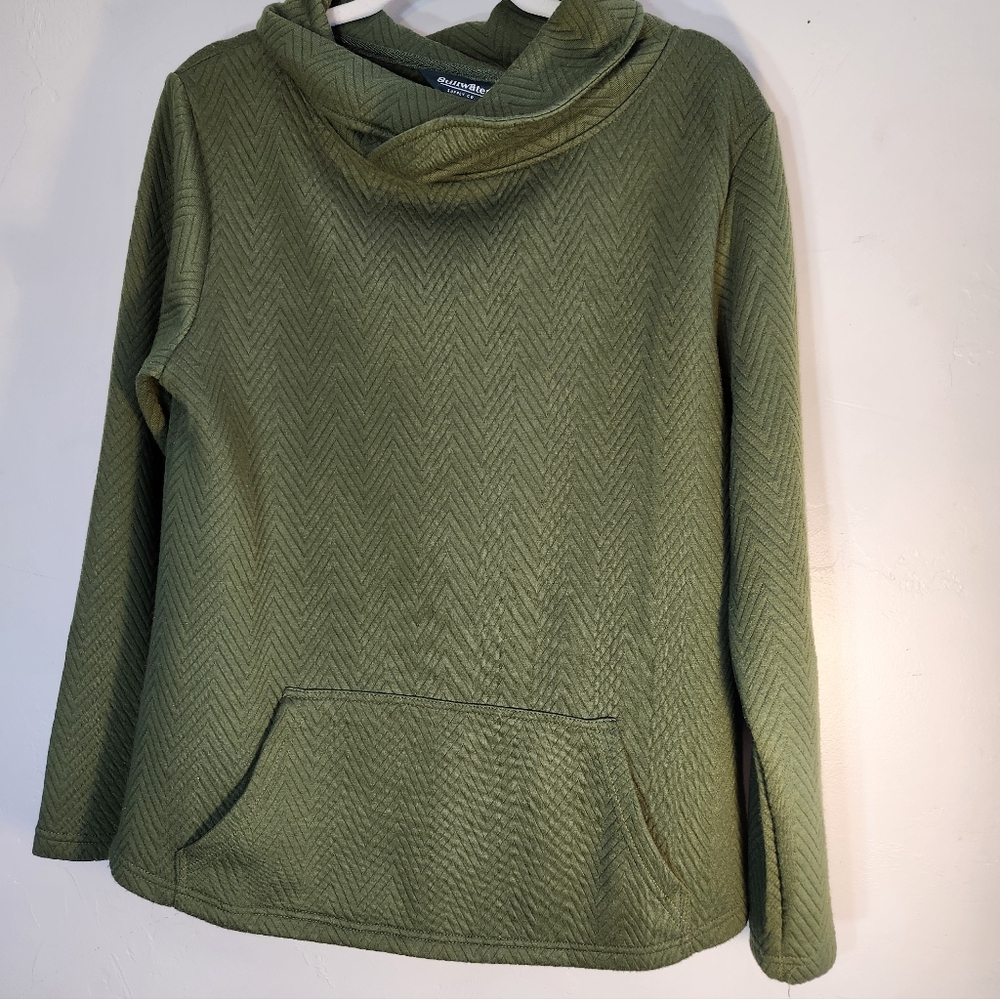 Stillwatet Olive Green Cowl Neck Textured Sweatshirt Sz L